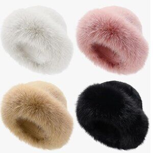4 Pcs Women's Winter Faux Fur Bucket Hat